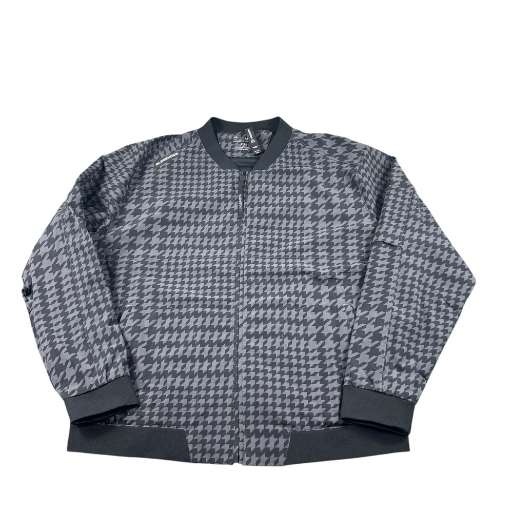 LEGENDS Mens Gray Black Houndstooth Performance Full Zip Bomber Jacket 2XL